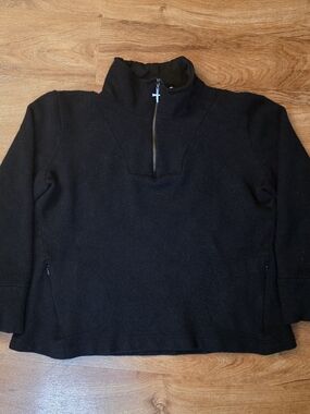 Untouched World New Zealand Black Wool Quarter Zip